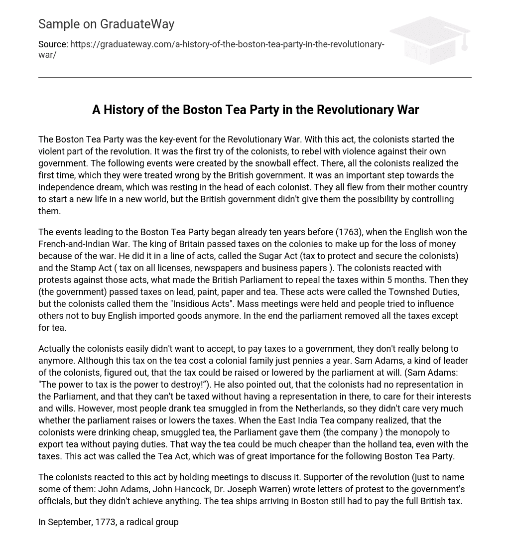 A History of the Boston Tea Party in the Revolutionary War