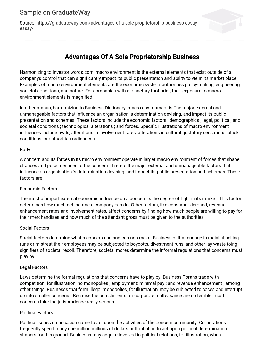 Advantages Of A Sole Proprietorship Business