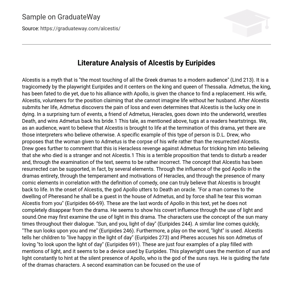 Literature Analysis of Alcestis by Euripides