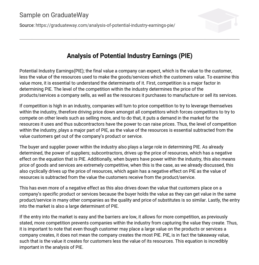 Analysis of Potential Industry Earnings (PIE)