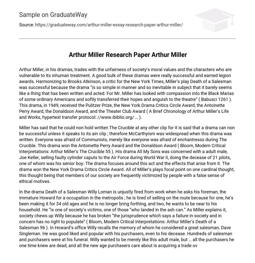 Arthur Miller Research Paper Arthur Miller