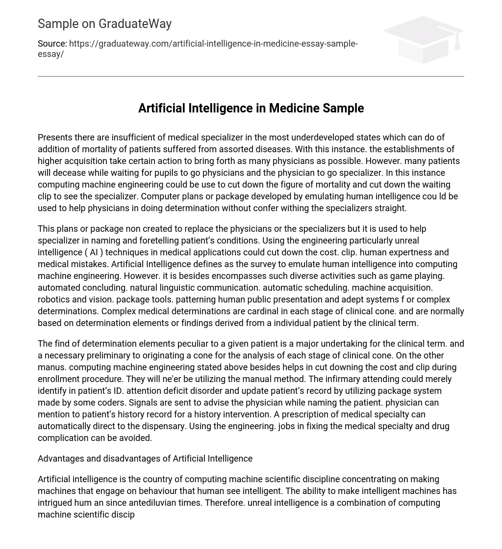 Artificial Intelligence in Medicine Sample