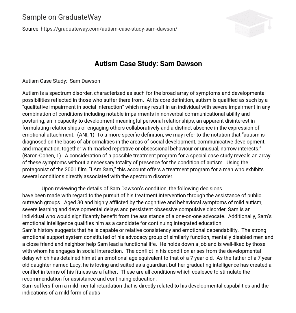 Autism Case Study: Sam Dawson