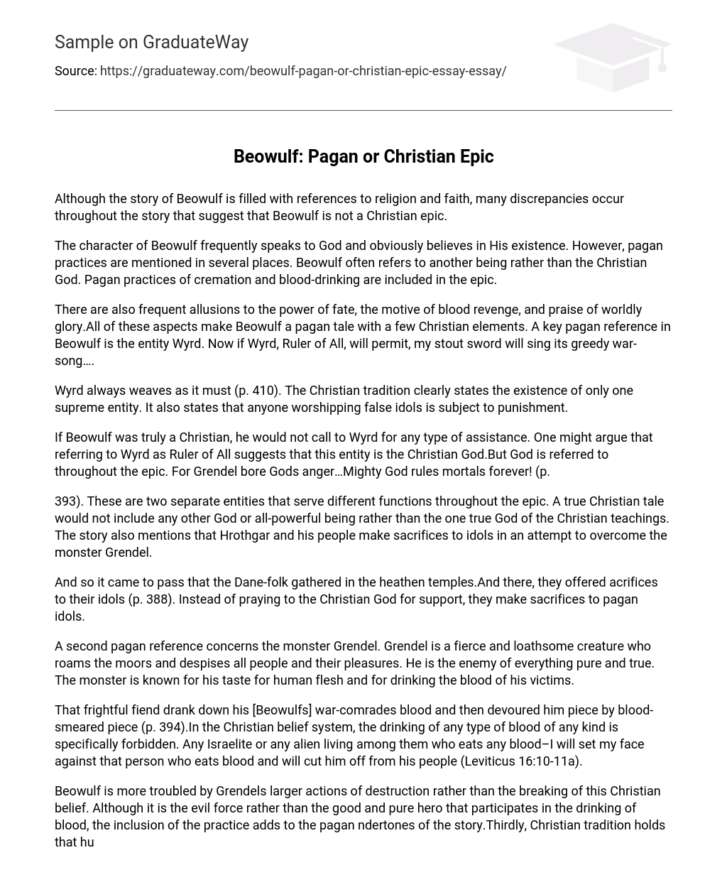Beowulf: Pagan or Christian Epic