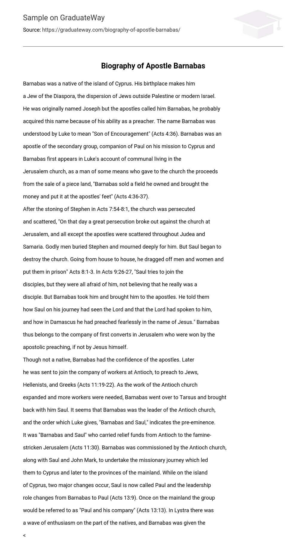 Biography of Apostle Barnabas