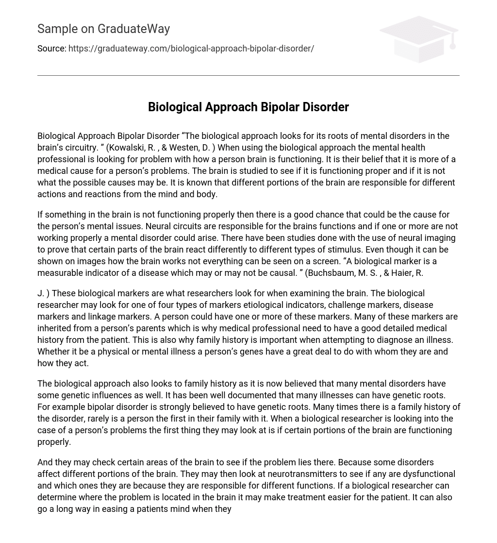 Biological Approach Bipolar Disorder