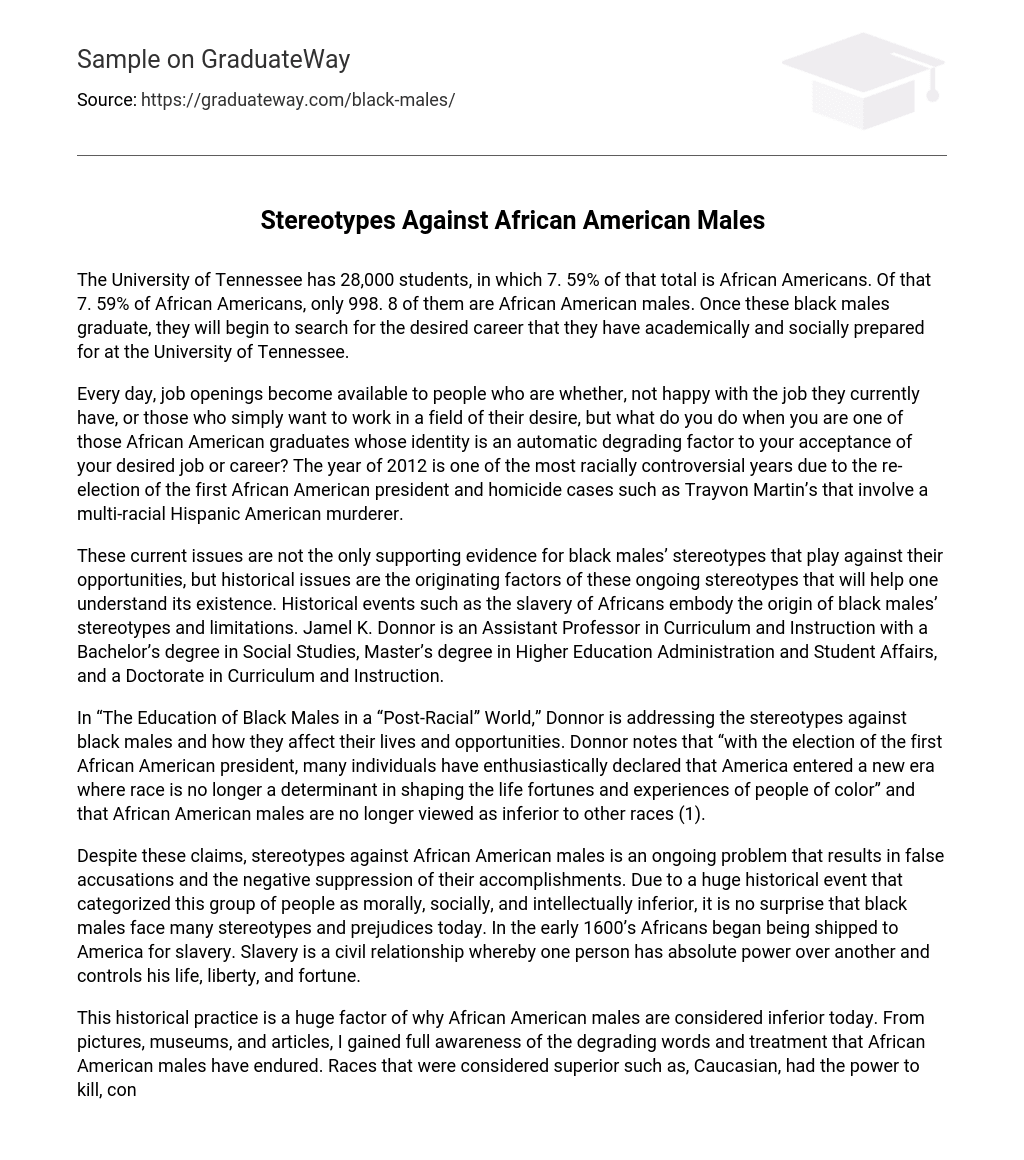 Stereotypes Against African American Males