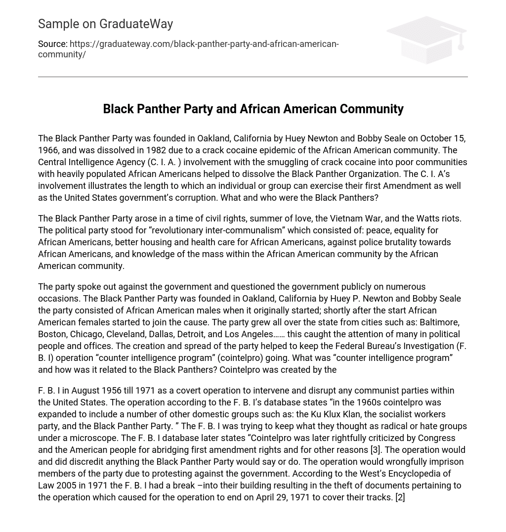 Black Panther Party and African American Community