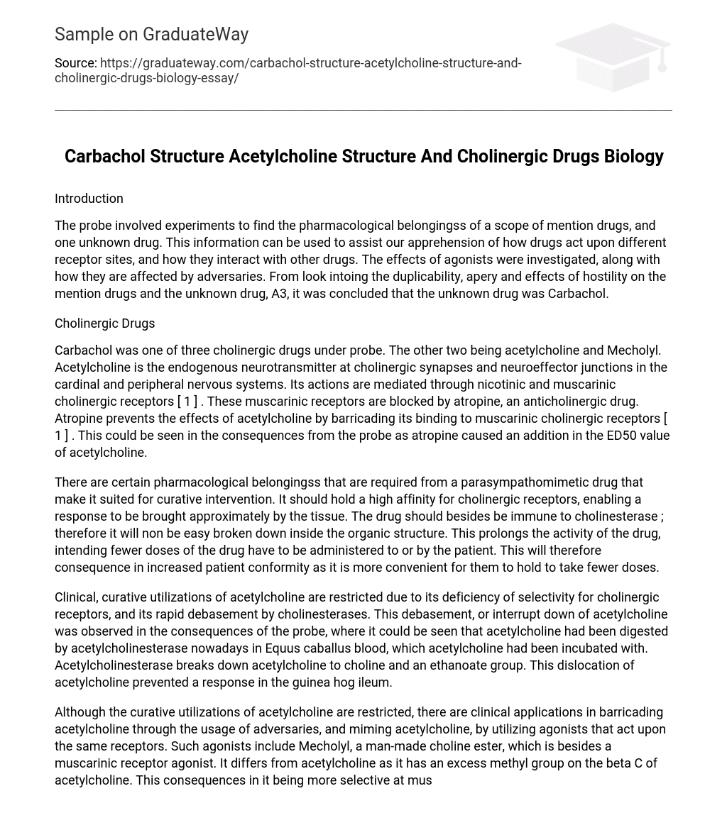 Carbachol Structure Acetylcholine Structure And Cholinergic Drugs Biology