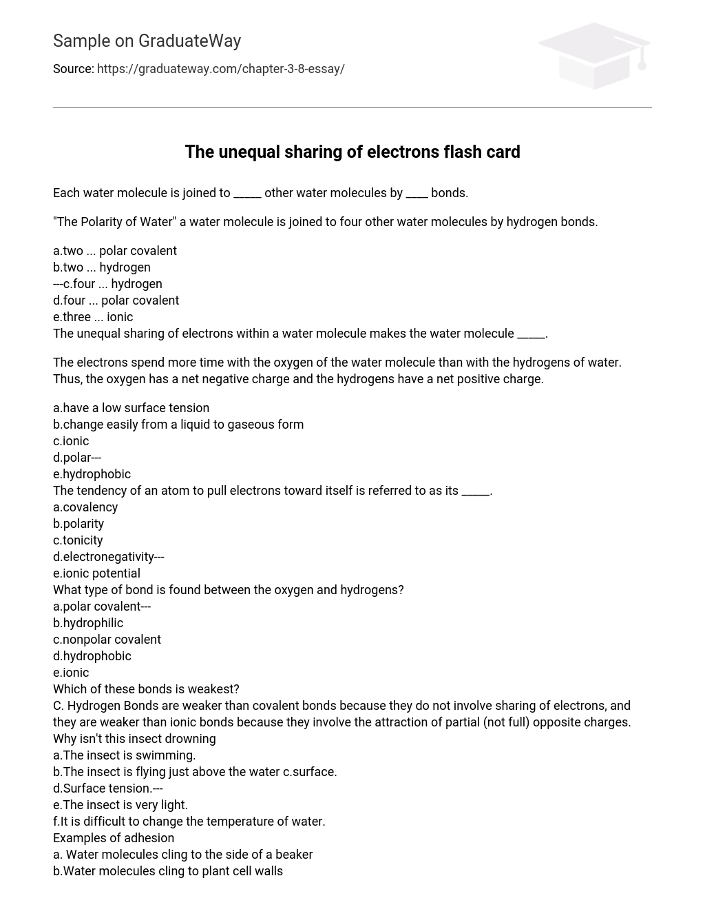 The unequal sharing of electrons flash card
