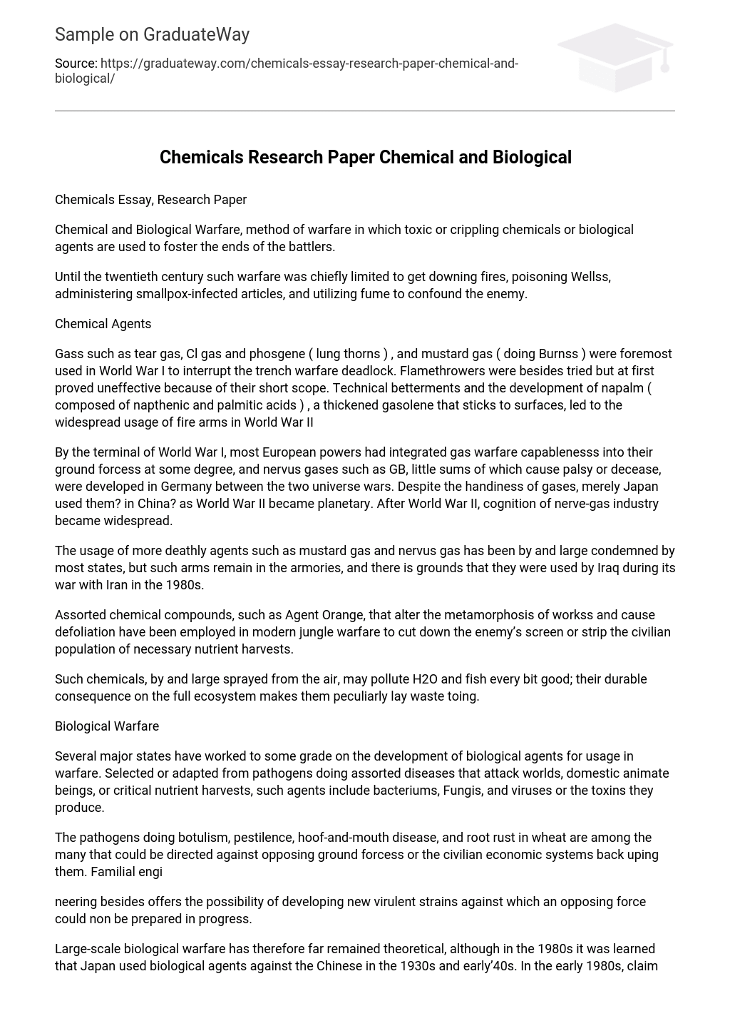 Chemicals Research Paper Chemical and Biological