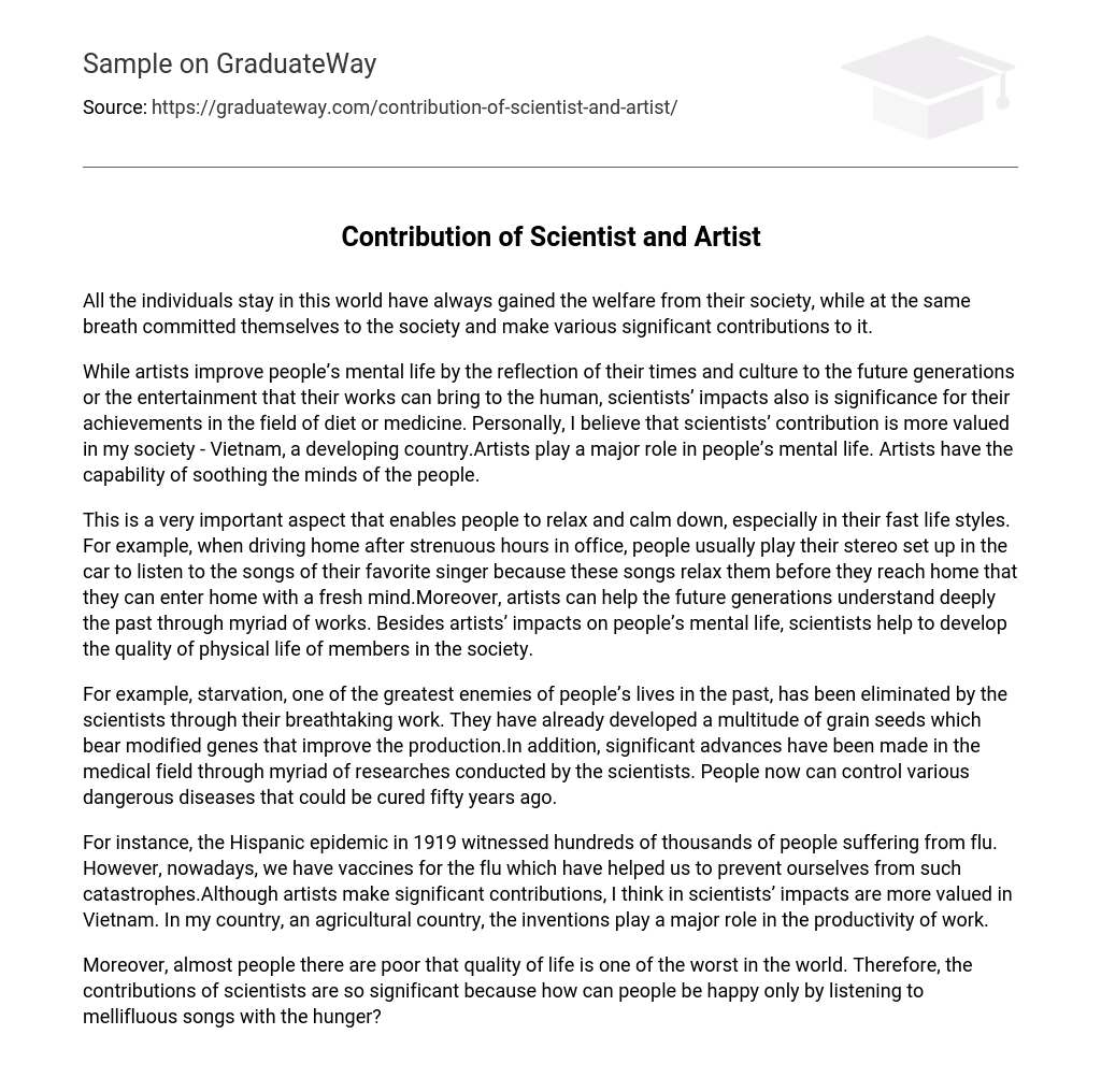 Contribution of Scientist and Artist