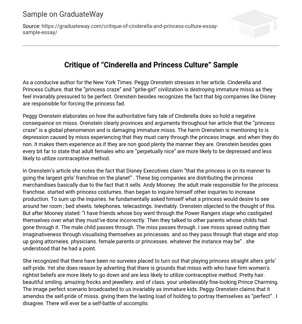 Critique of “Cinderella and Princess Culture” Sample