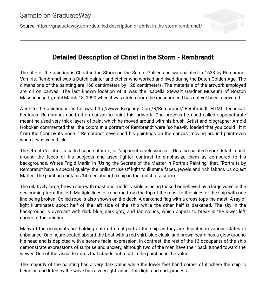 Detailed Description of Christ in the Storm – Rembrandt Analysis