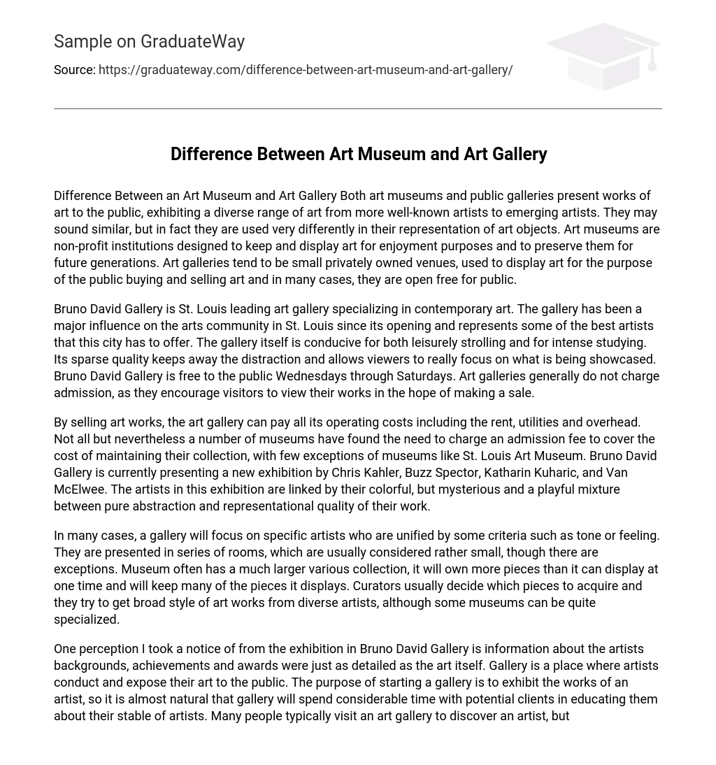 Difference Between Art Museum and Art Gallery