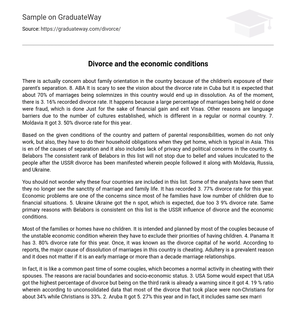 Divorce and the economic conditions