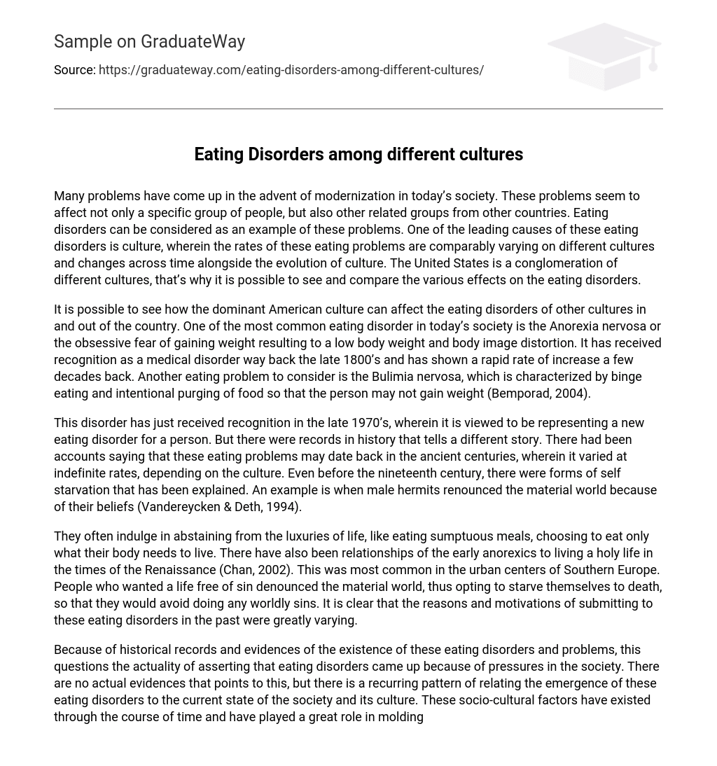 Eating Disorders among different cultures