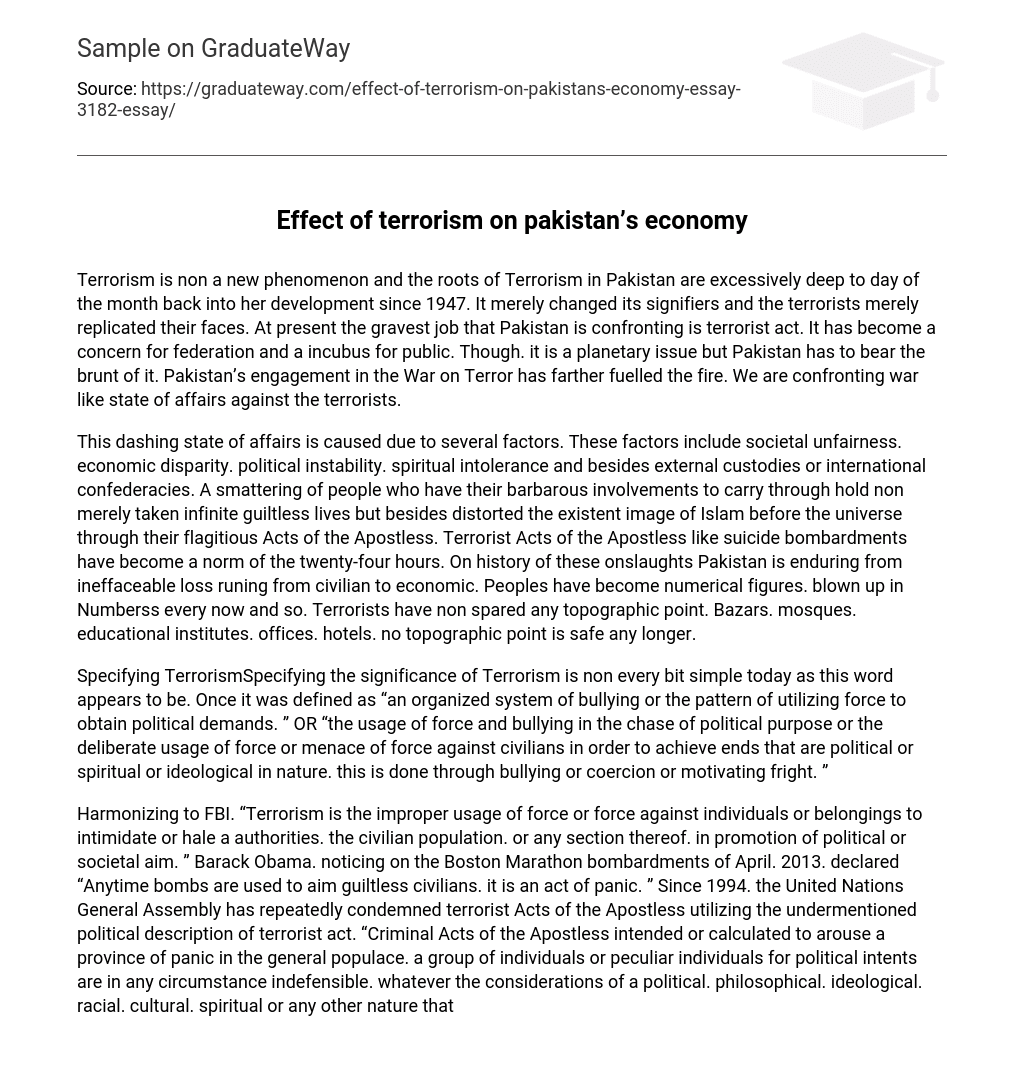 Effect of terrorism on pakistan’s economy