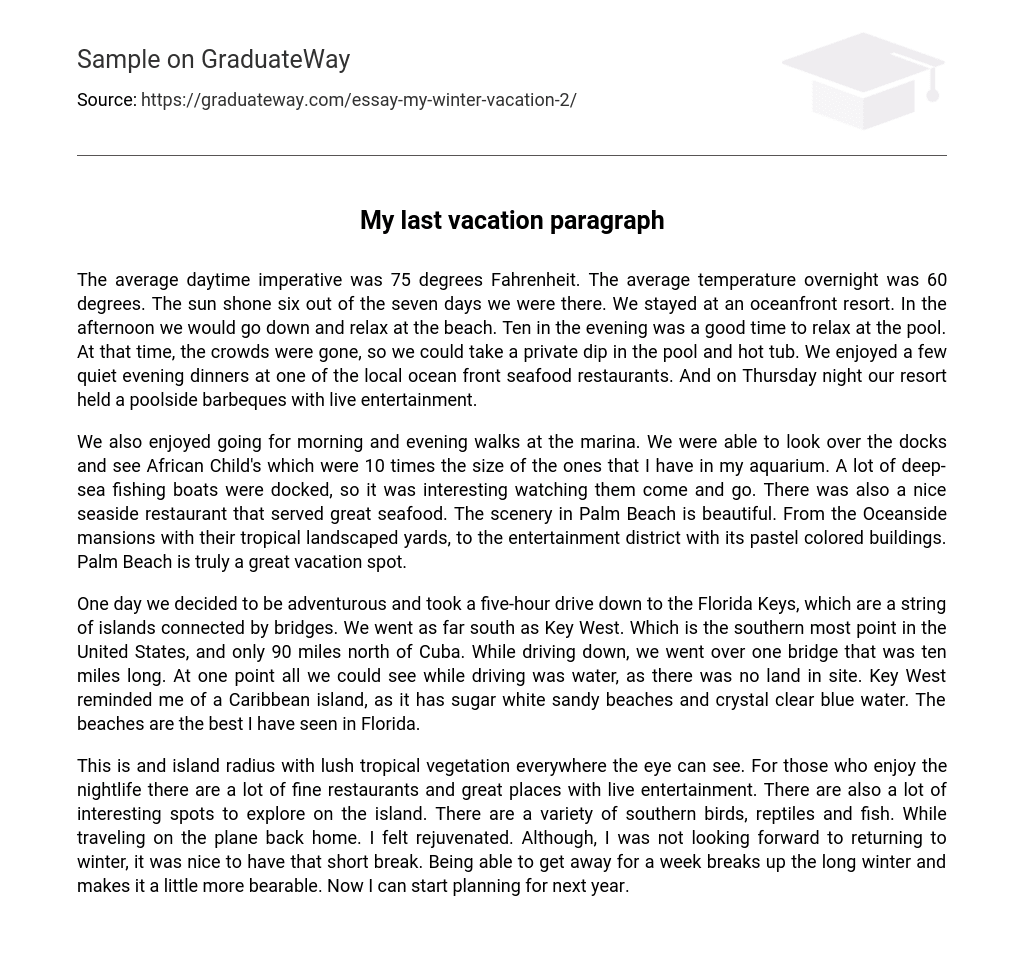 My last vacation paragraph