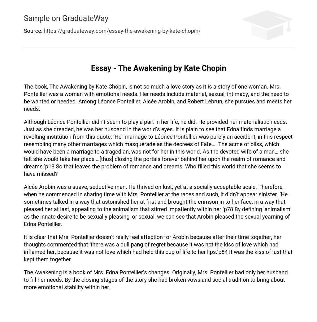 Essay – The Awakening by Kate Chopin Analysis