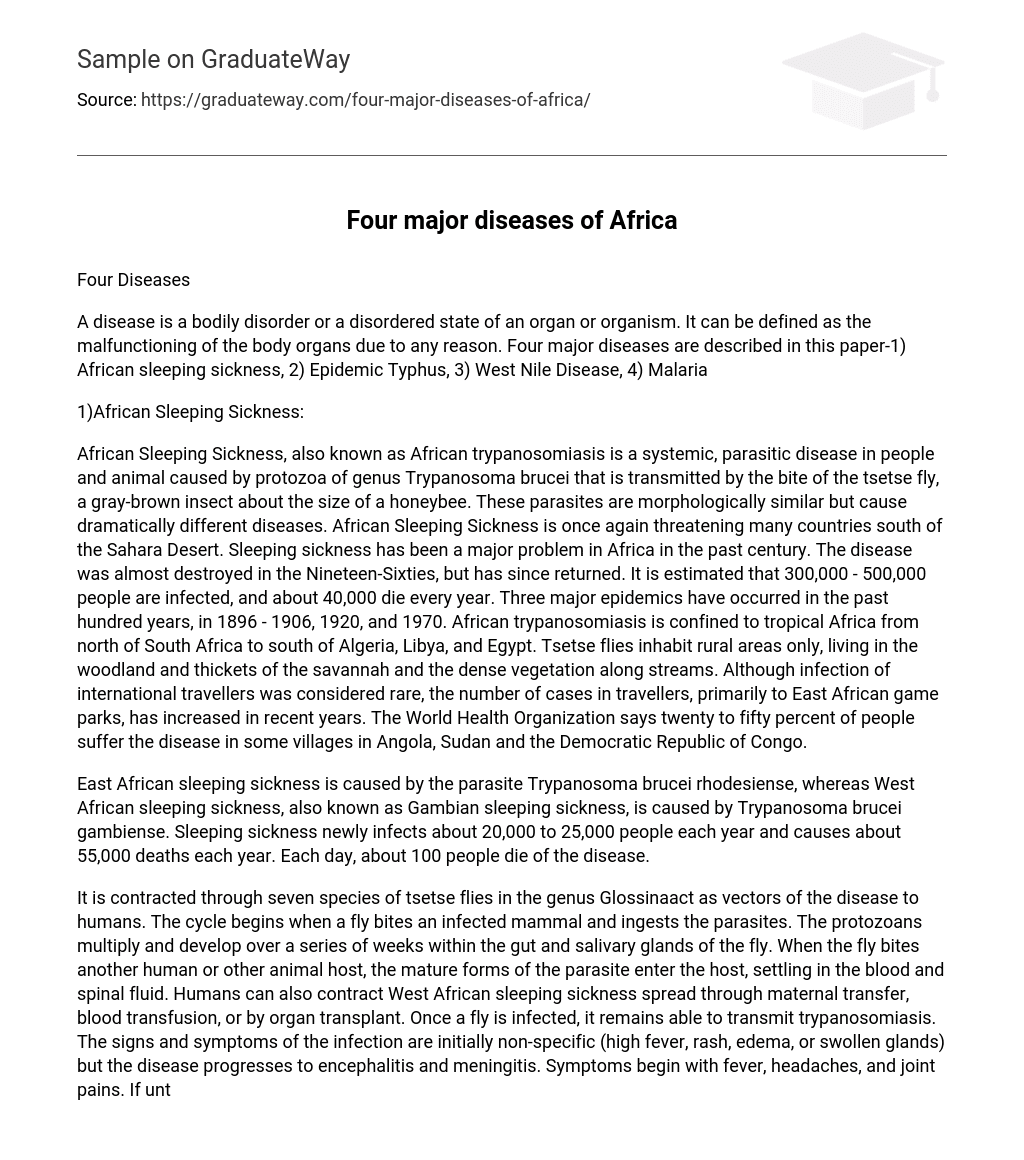 Four major diseases of Africa