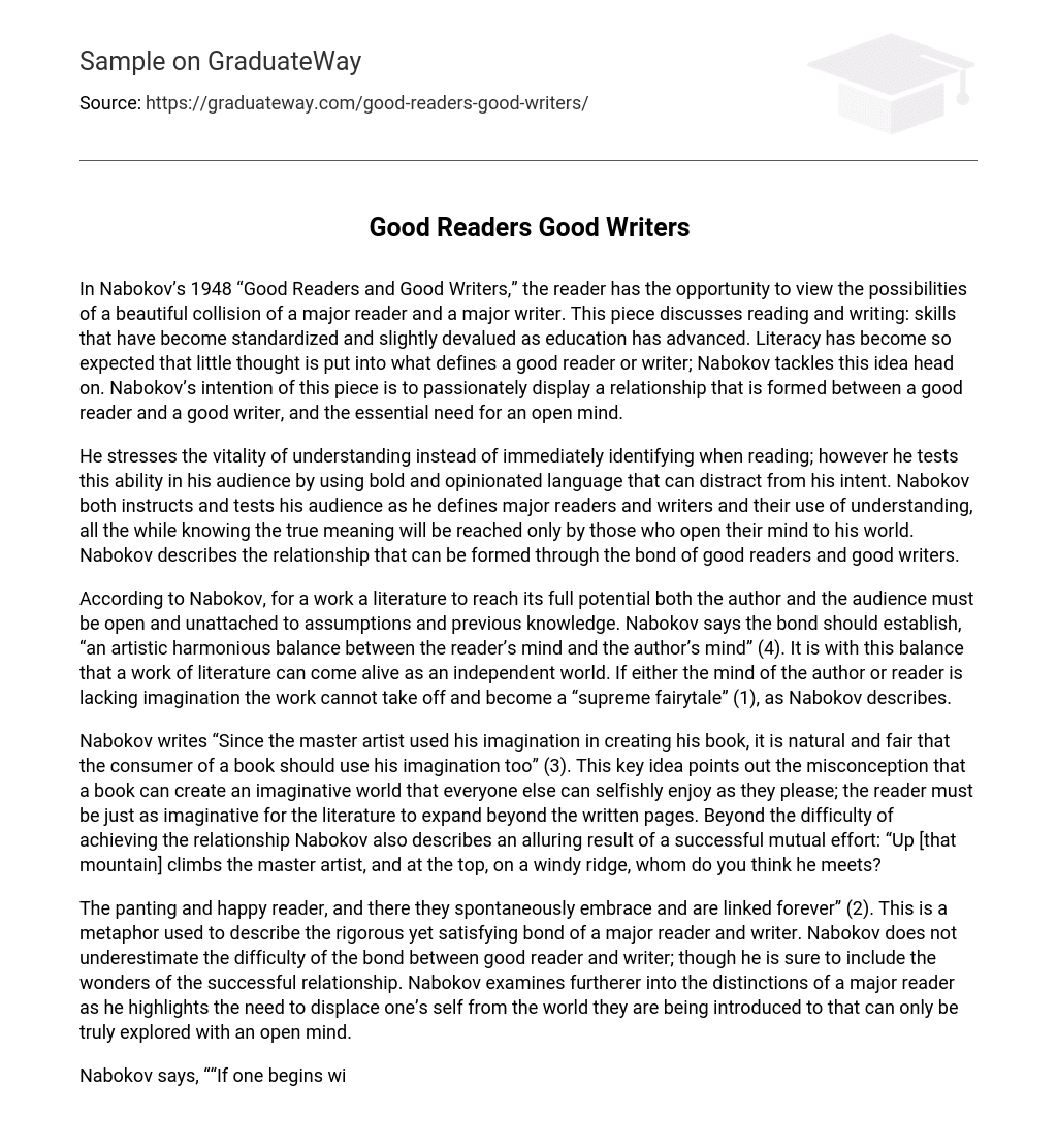 Good Readers Good Writers Analysis