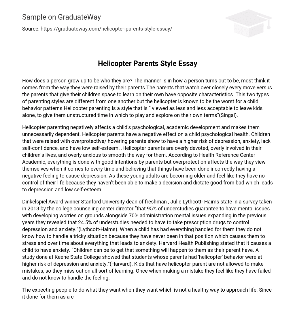 Helicopter Parents Style Essay
