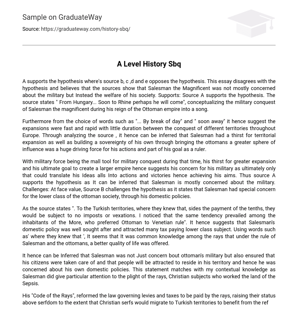 A Level History Sbq