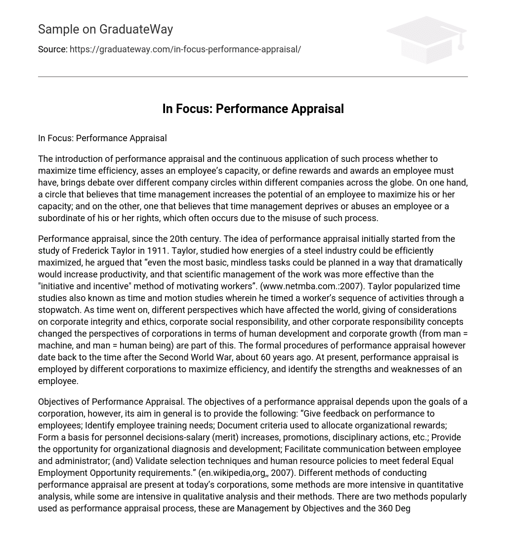 In Focus: Performance Appraisal