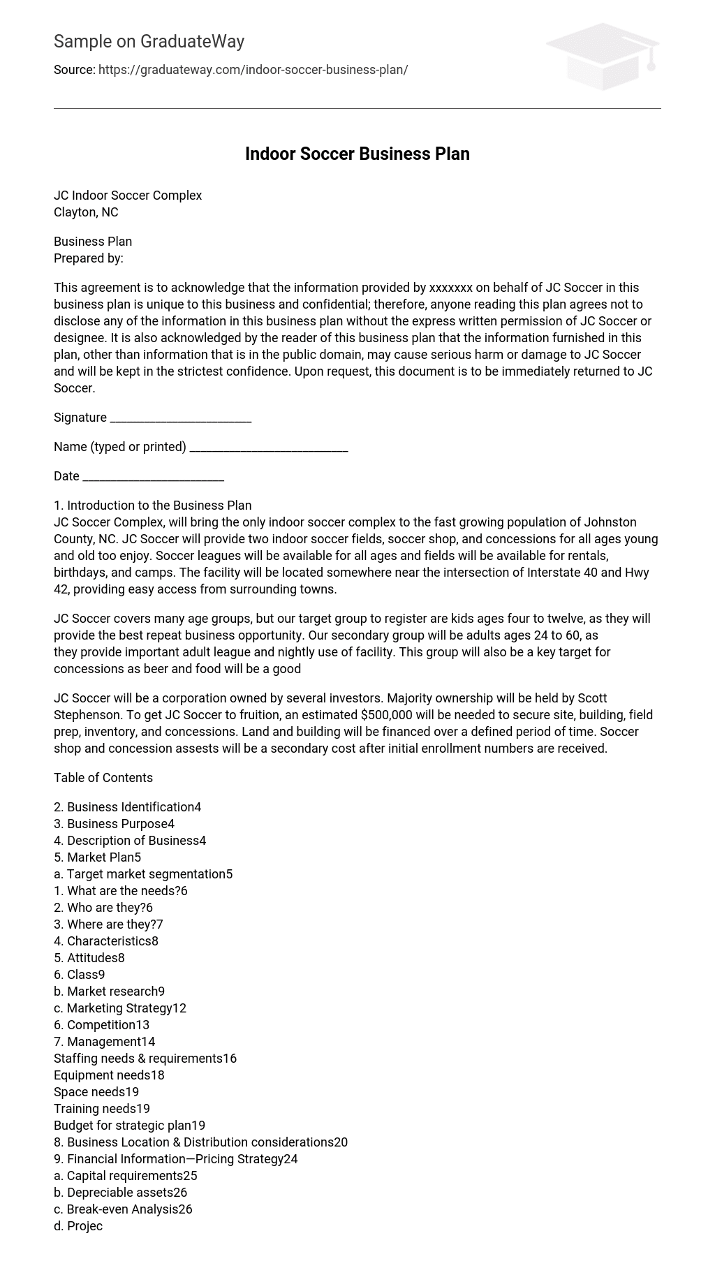 Indoor Soccer Business Plan