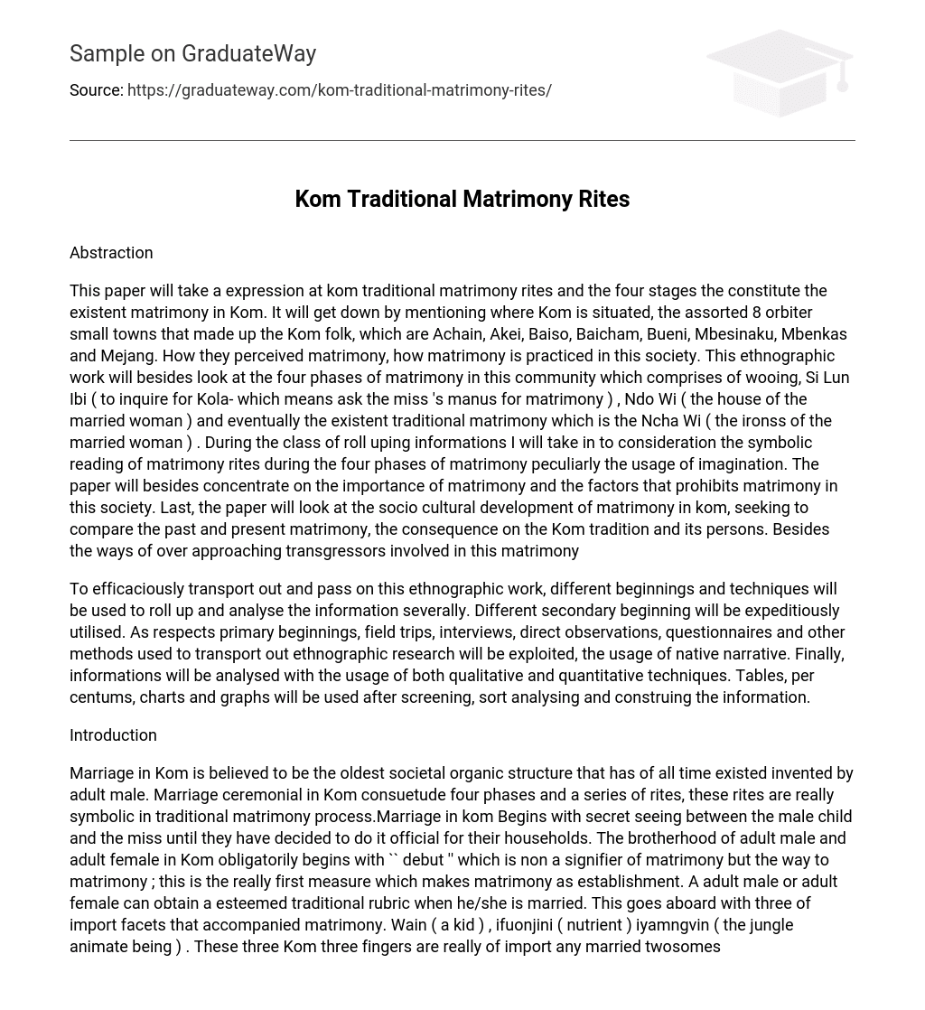 Kom Traditional Matrimony Rites