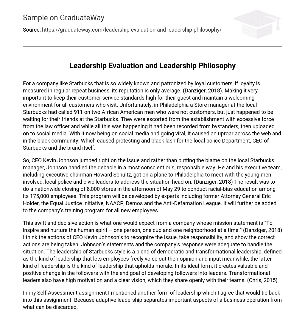 Leadership Evaluation and Leadership Philosophy
