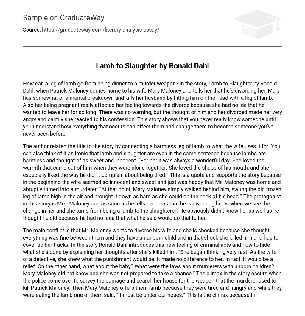 “Lamb to Slaughter” by Ronald Dahl Analysis