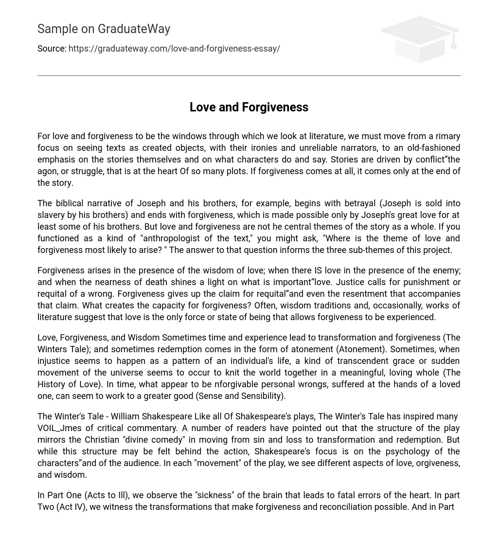 Love and Forgiveness Narrative Essay