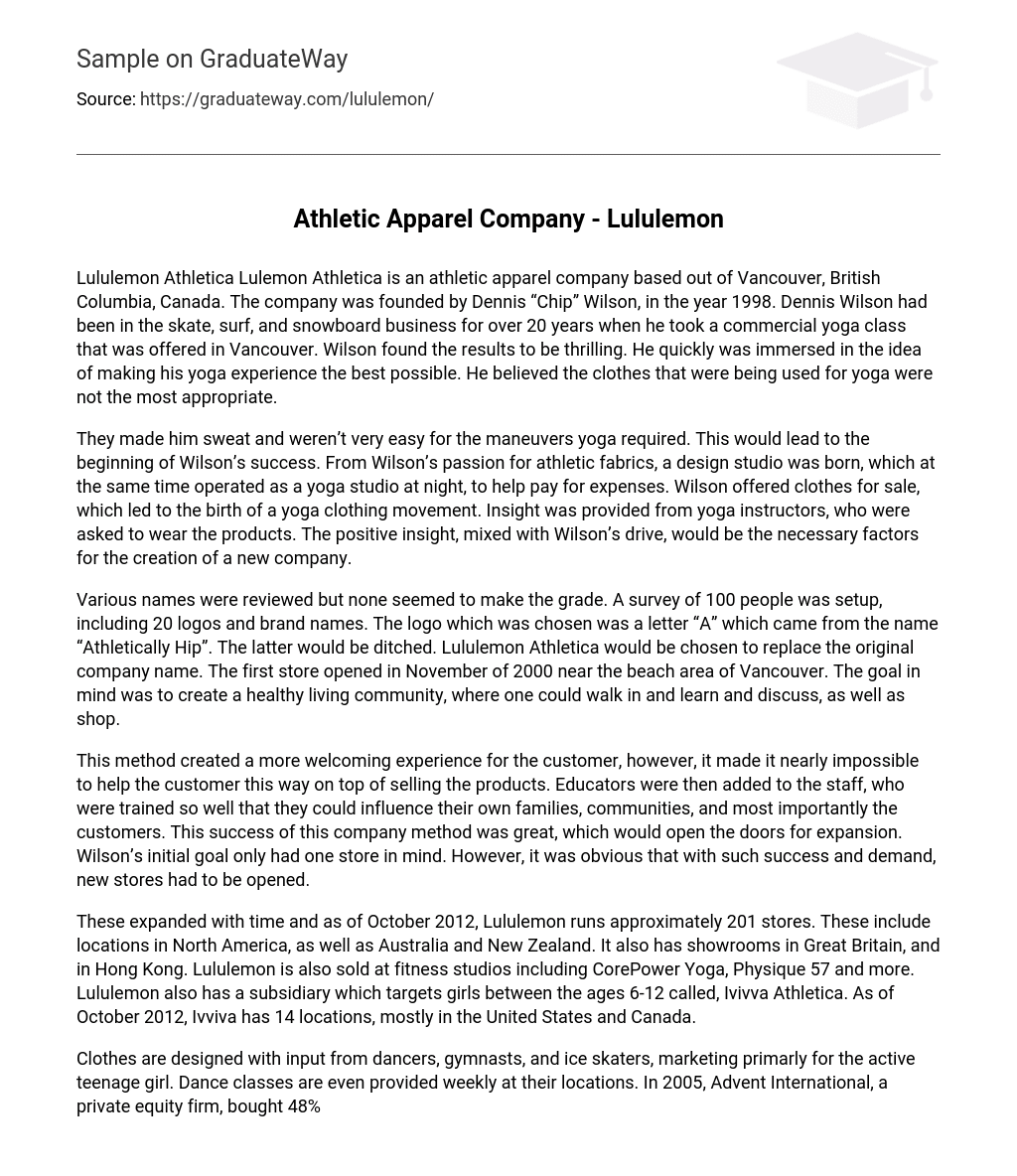 Athletic Apparel Company – Lululemon