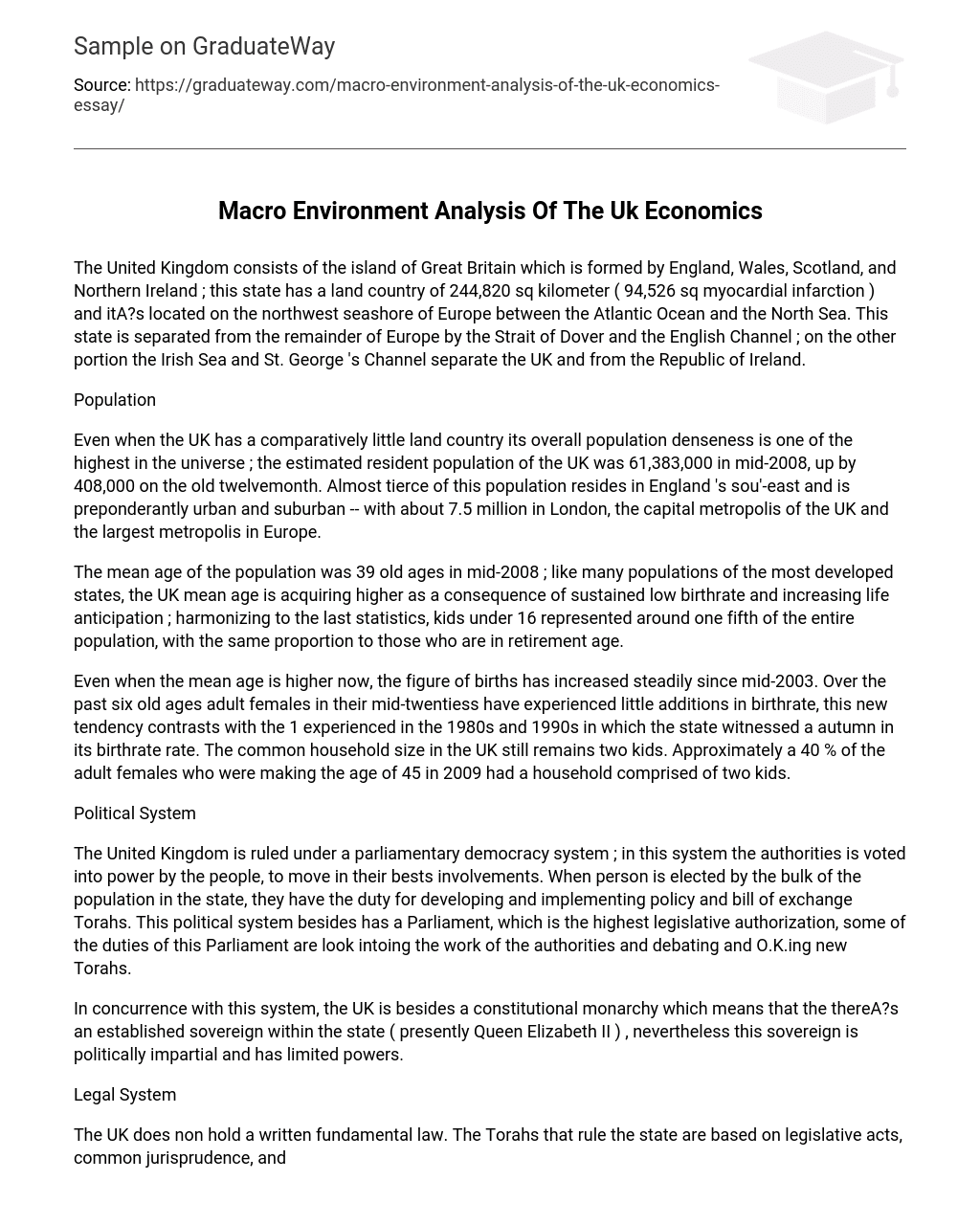 Macro Environment Analysis Of The Uk Economics