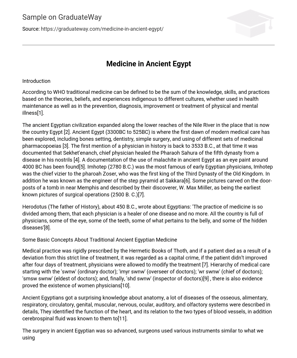 Medicine in Ancient Egypt