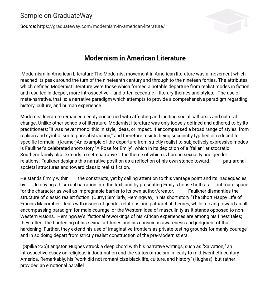 Modernism in American Literature