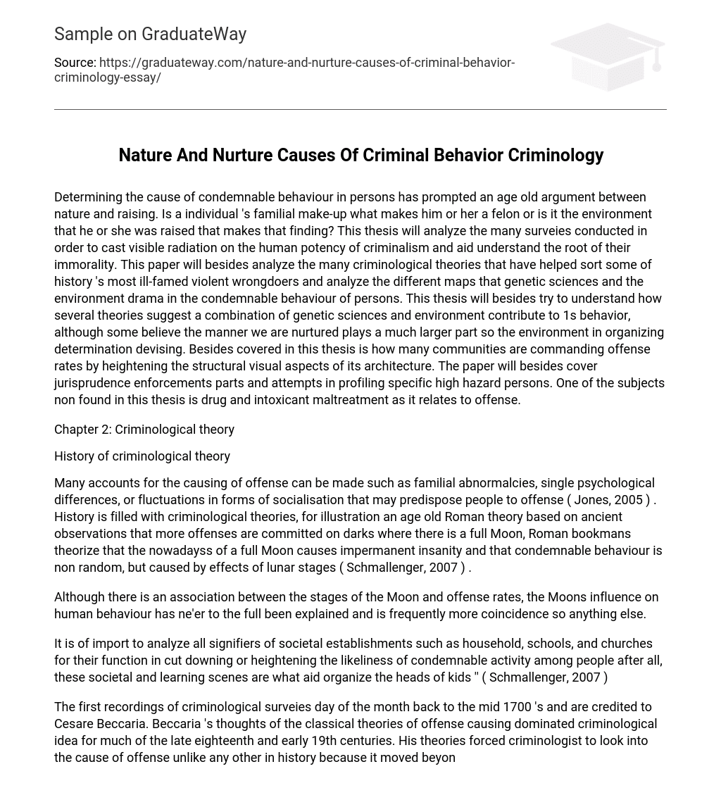 Nature And Nurture Causes Of Criminal Behavior Criminology