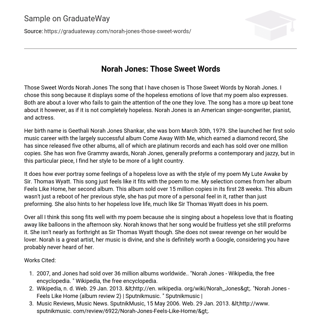 Norah Jones: Those Sweet Words Analysis