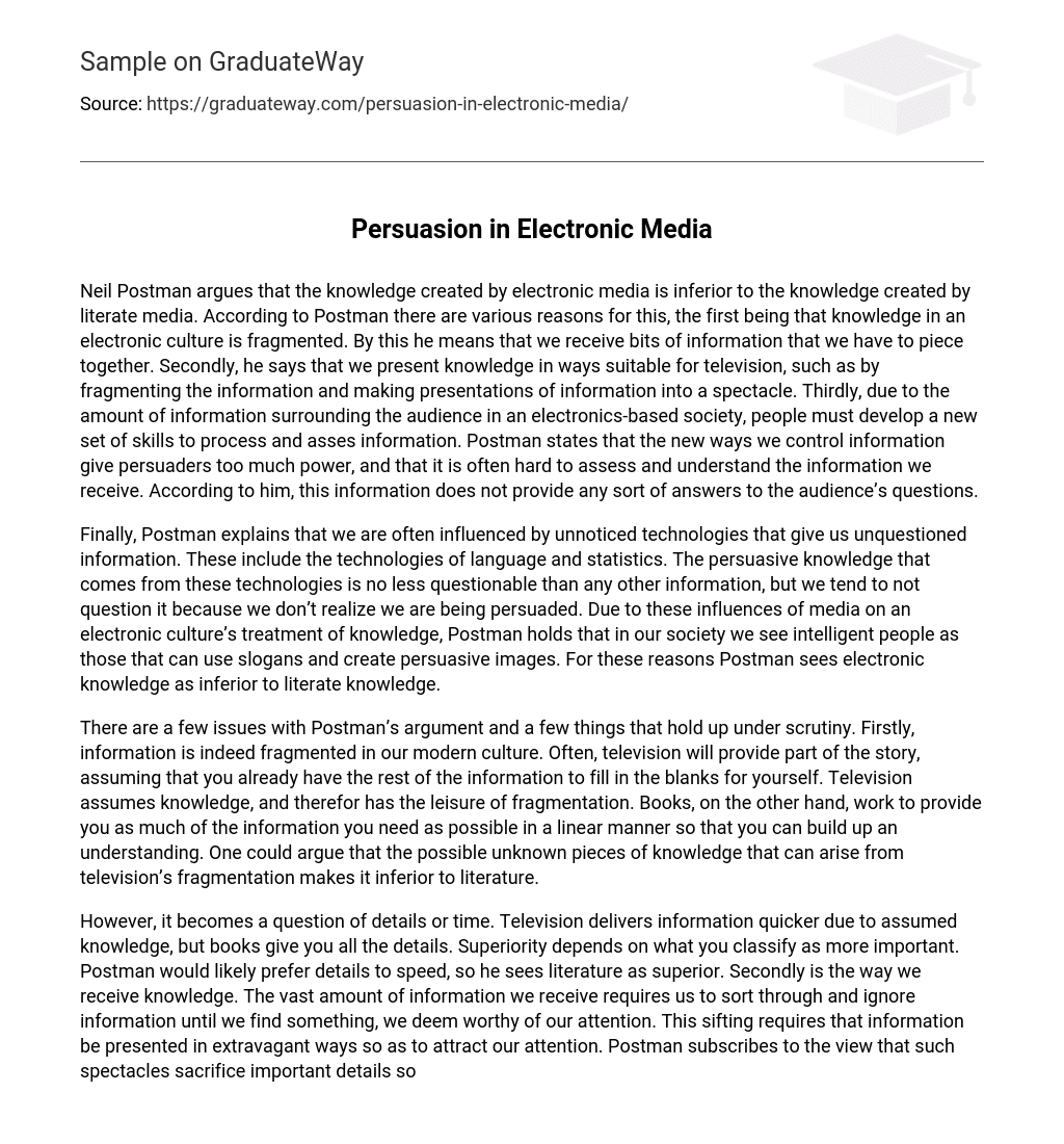 Persuasion in Electronic Media