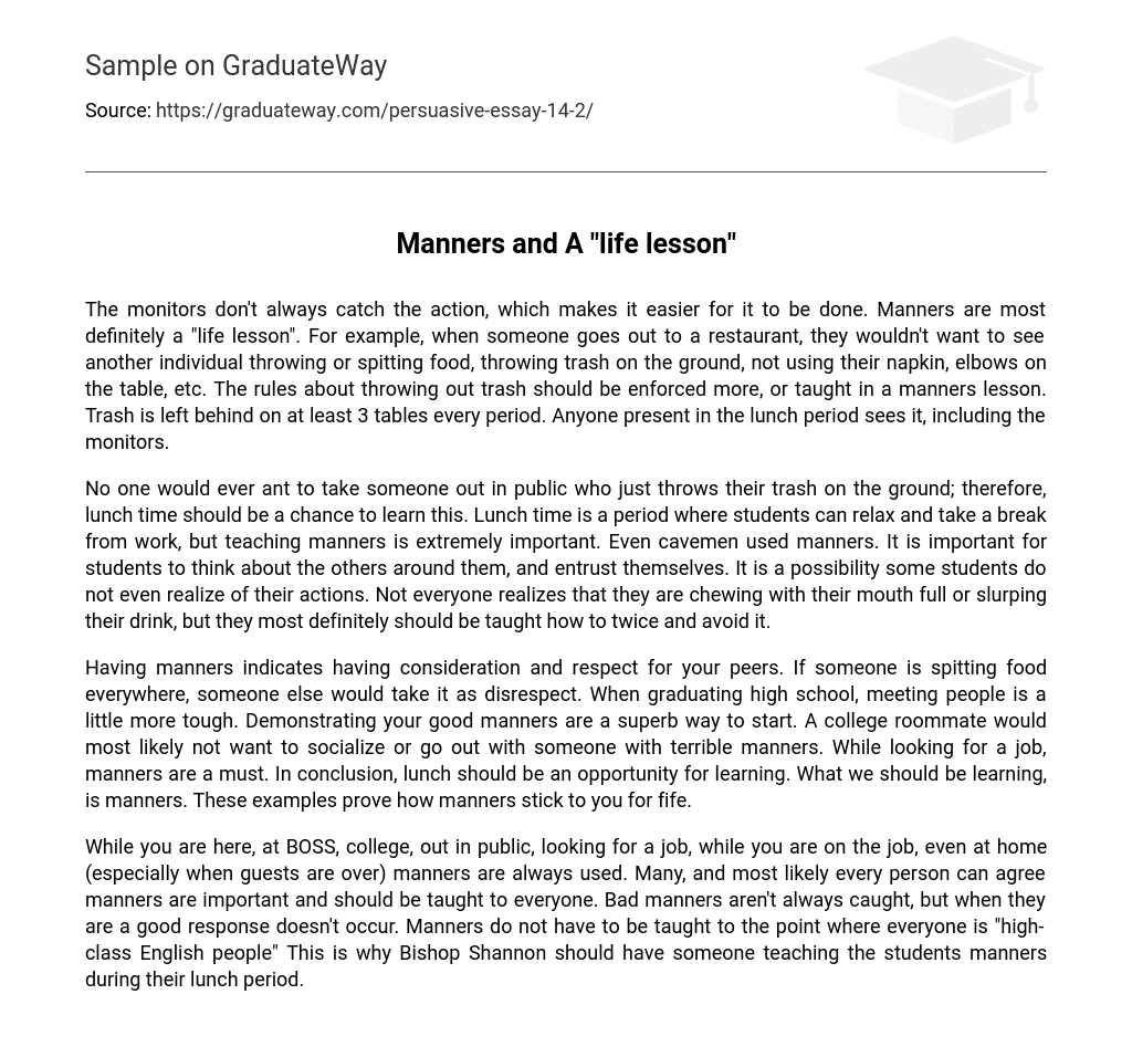 Manners and A “life lesson”