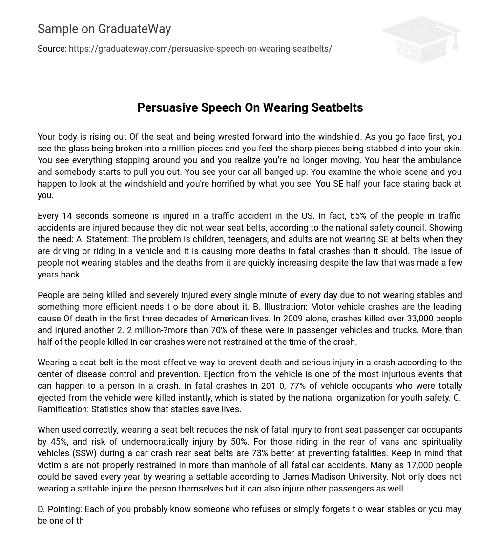 Persuasive Speech On Wearing Seatbelts