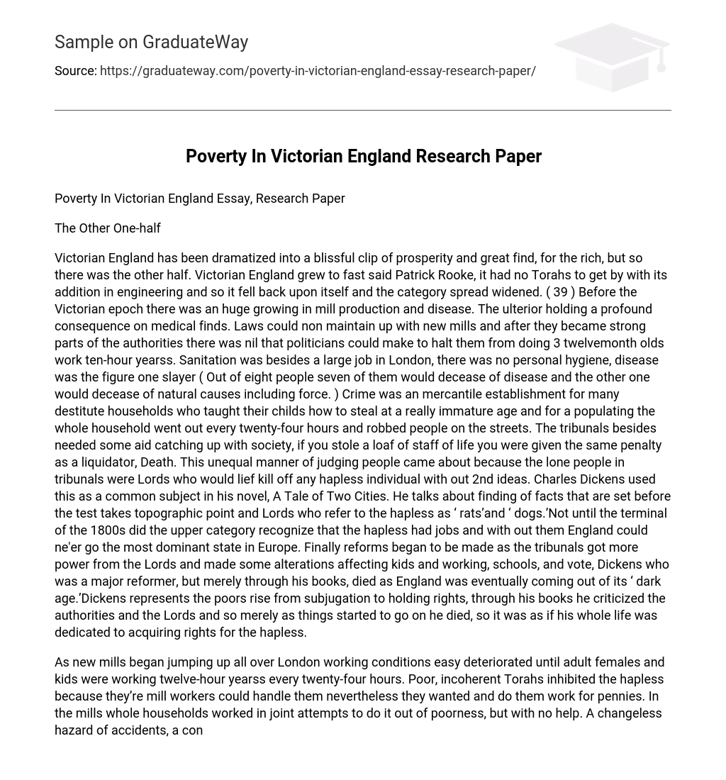 Poverty In Victorian England Research Paper