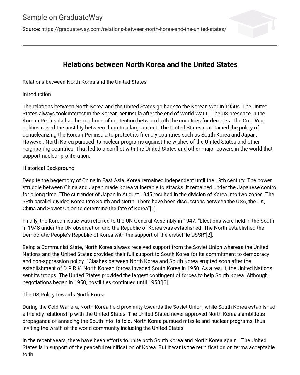 Relations between North Korea and the United States