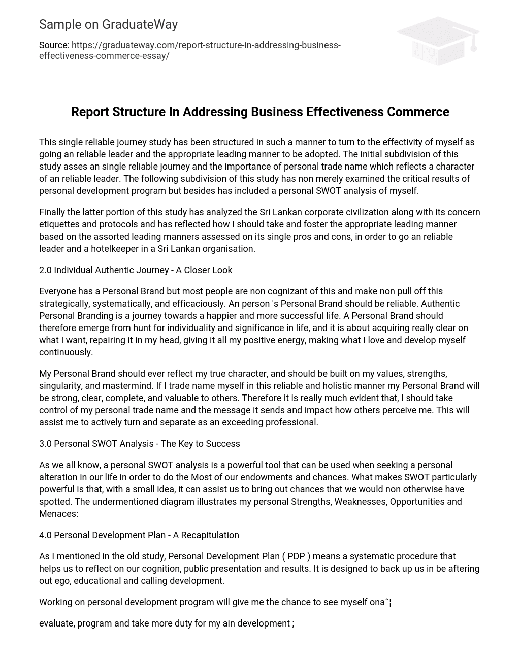 Report Structure In Addressing Business Effectiveness Commerce