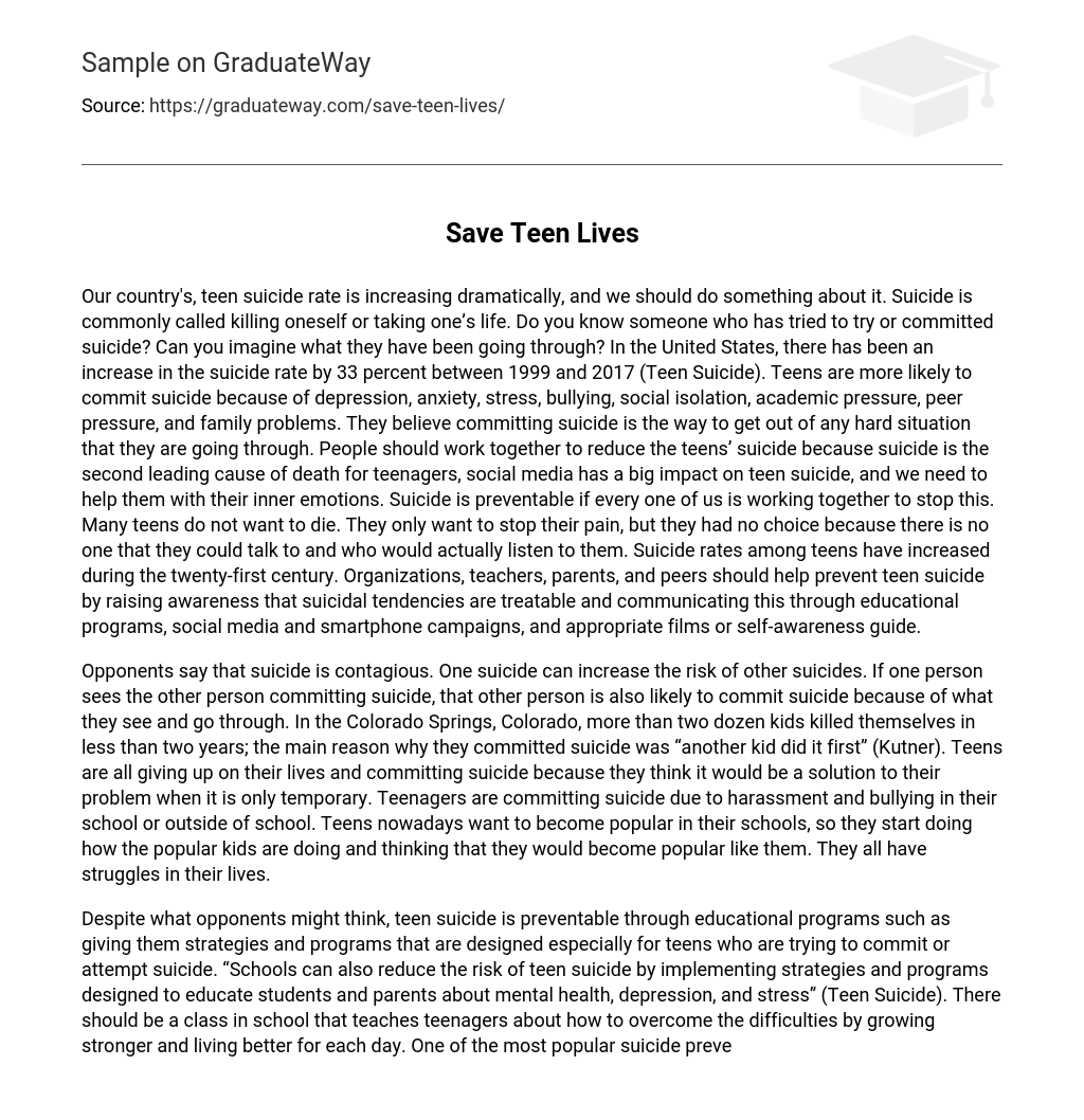 The Increasing Teen Suicide Rate: What Can We Do?