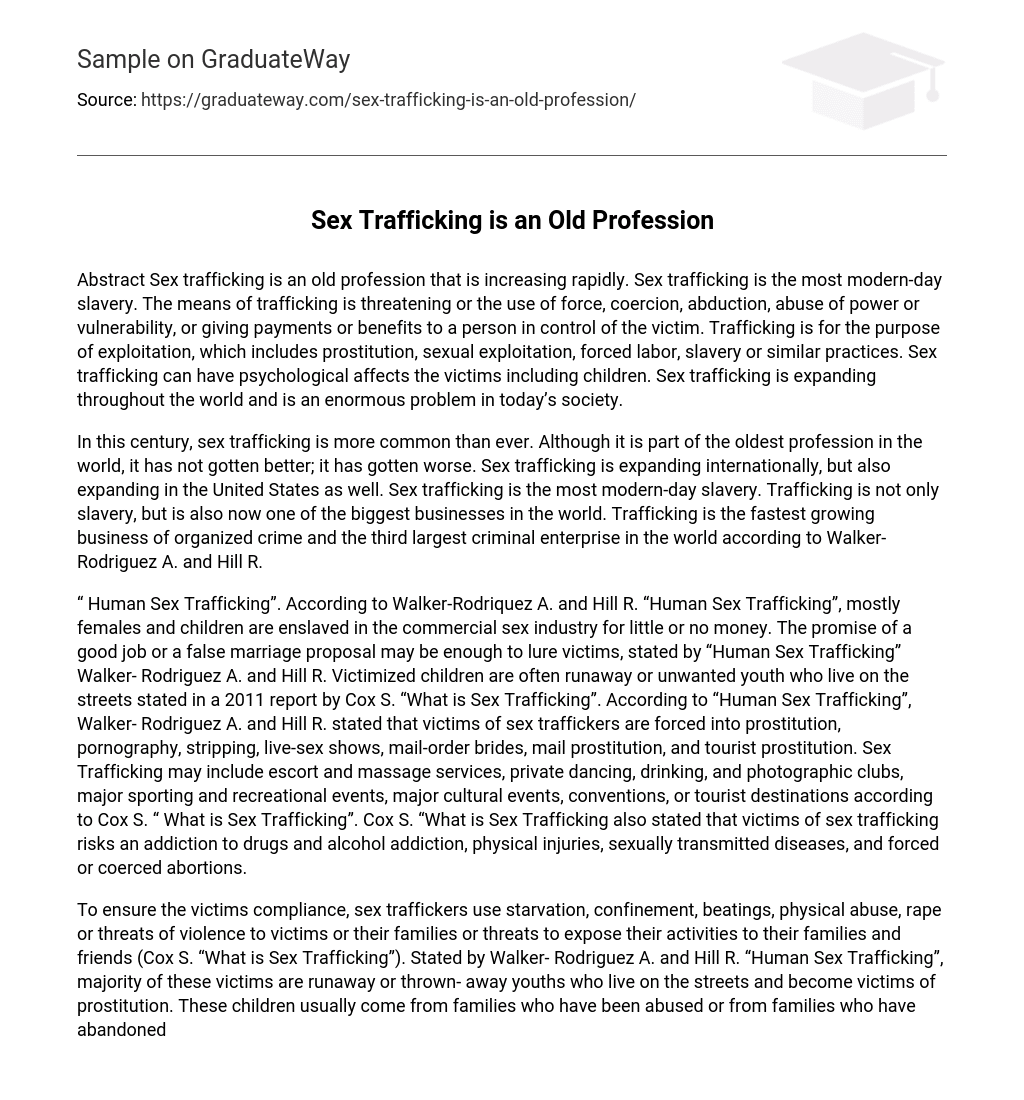 Sex Trafficking is an Old Profession