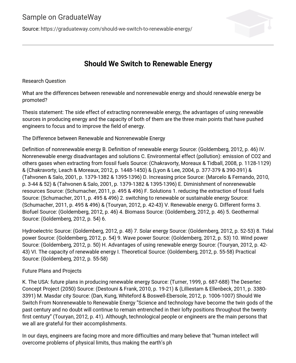 Should We Switch to Renewable Energy