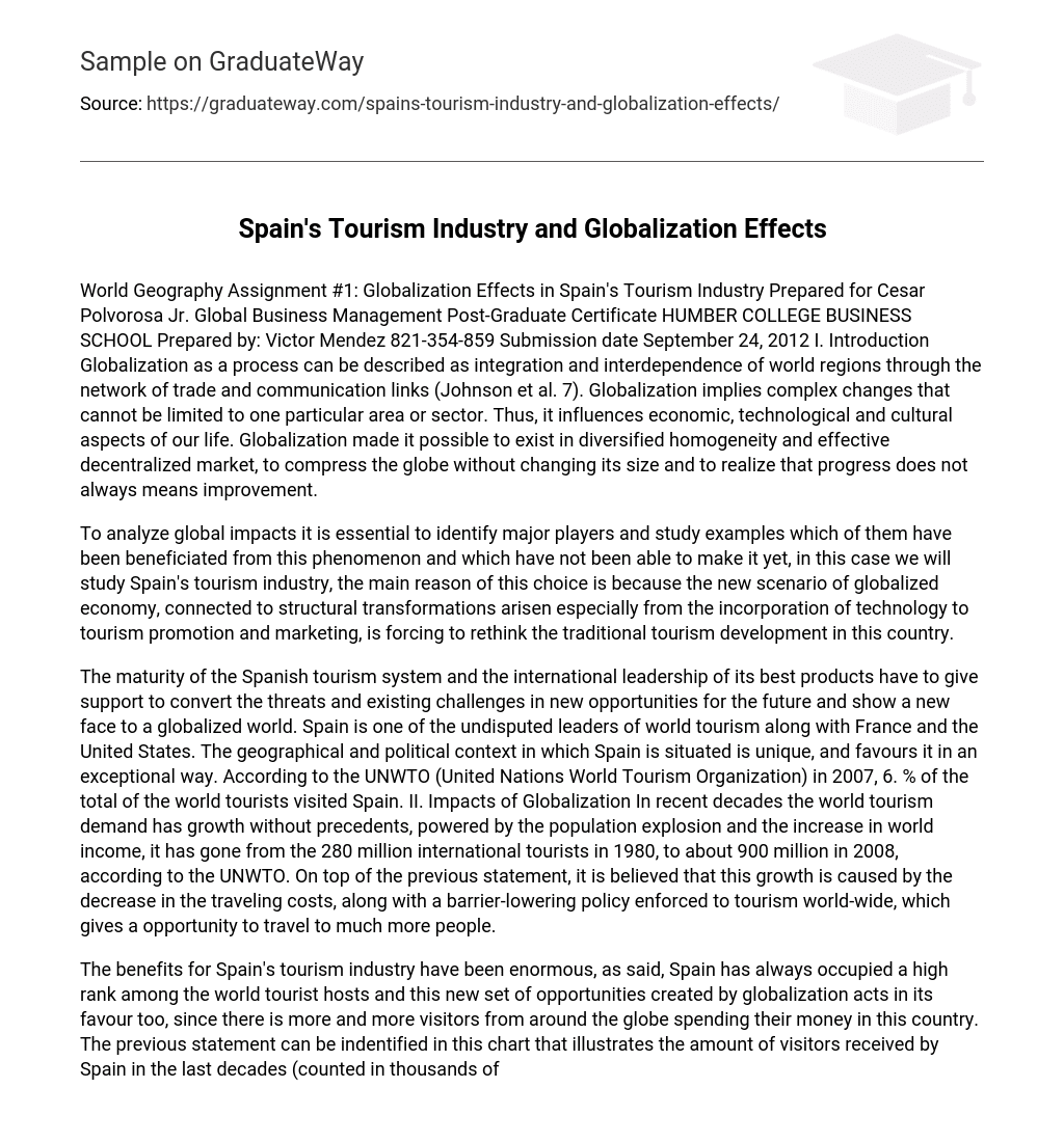 Spain’s Tourism Industry and Globalization Effects